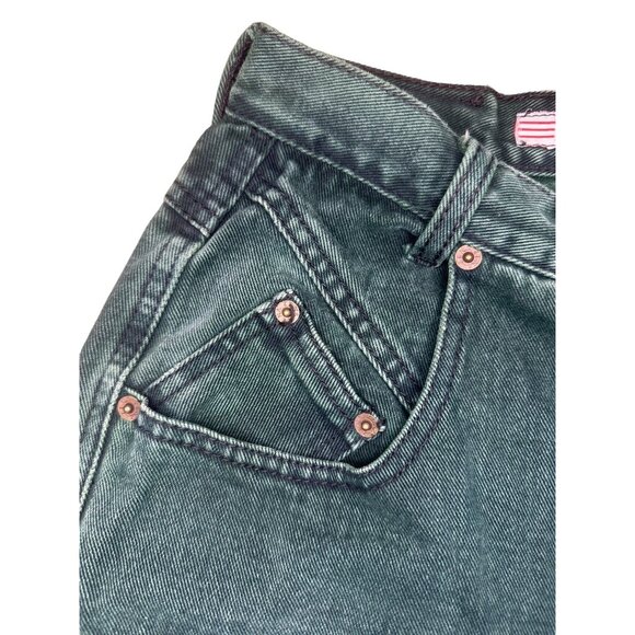 Vintage Zena Jeans Womens 25-26 Green Straight Leg High Rise Button Fly Earthy - Picture 7 of 16